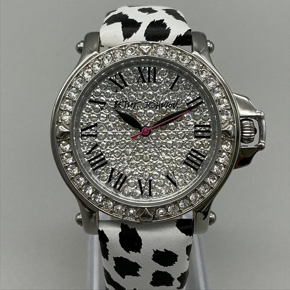 Betsey Johnson Womens Watch 36mm Dalmatian Print Band BJ0031-09 New Battery